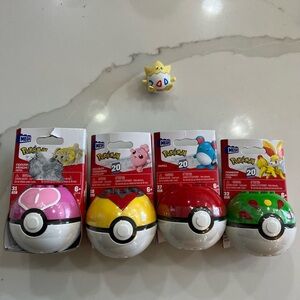 Mega Construx Pokemon Pokeball NIB Sealed Complete Set of 4 plus one extra